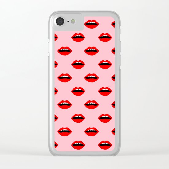 Lips valentines day cute gift for love makeup lipstick mouth pattern Clear iPhone Case