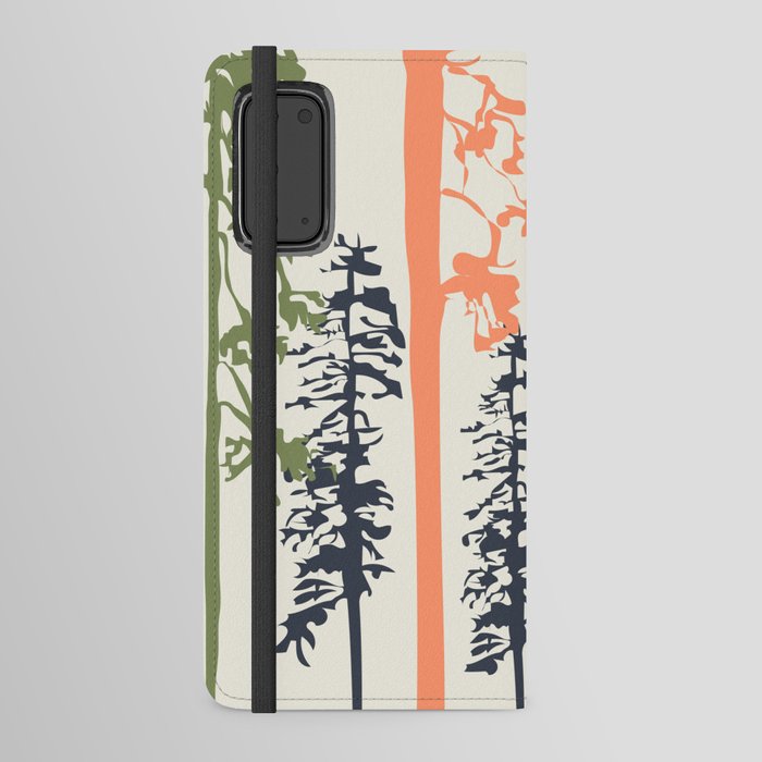Woody - Orange Green and Dark Blue Minimal Forest Tree Art Design Android Wallet Case