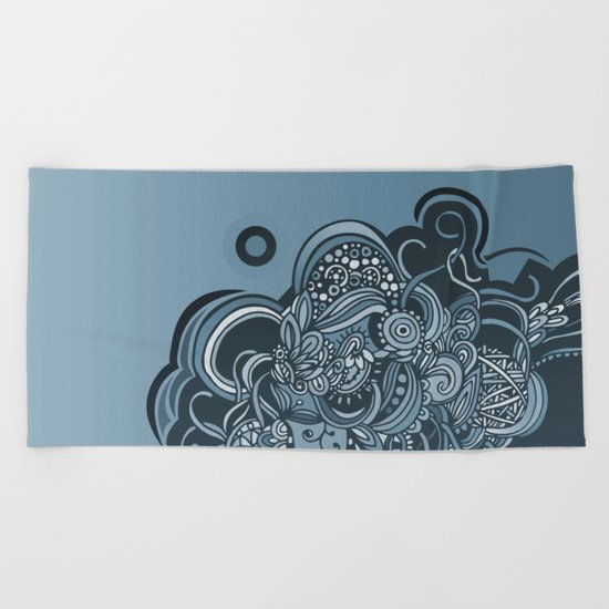 Detailed diagonal tangle, blue Beach Towel