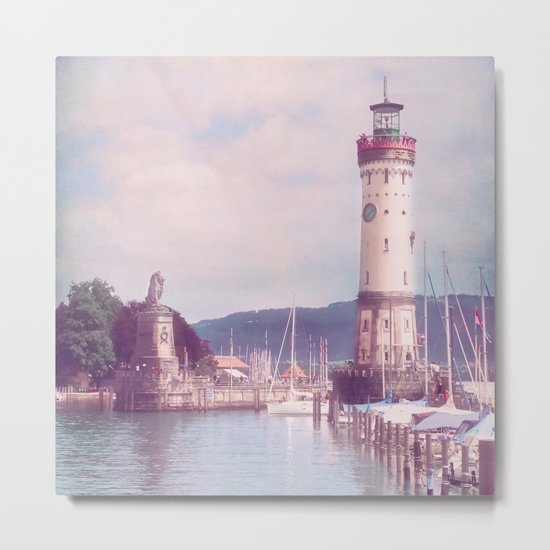 Lighthouse at Lindau, Lake of Constance Metal Print