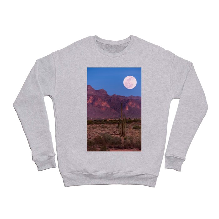 Desert Cactus, Grand Canyon, Arizona, Full Moon Crewneck Sweatshirt