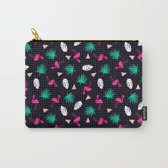 The Dillio - palm springs memphis throwback grid pattern flamingo tropical chilled vibes Carry-All Pouch
