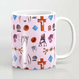Evangelion Angels Pattern Coffee Mug | Pattern, Cute, Pink, Angel, Neon, Evangelion, Eva, Curated, Reiayanami, Aesthetic 