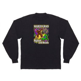 Mardi Gras Funny Dabbing Bigfoot Beads Louisiana Long Sleeve T-shirt