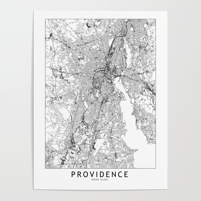 Providence White Map Poster