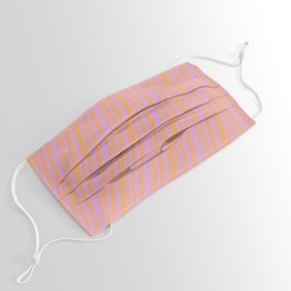 [ Thumbnail: Plum & Brown Colored Stripes/Lines Pattern Face Mask ]