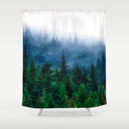 Misty Alaskan Forest - Vincent van Style Painting Shower Curtain