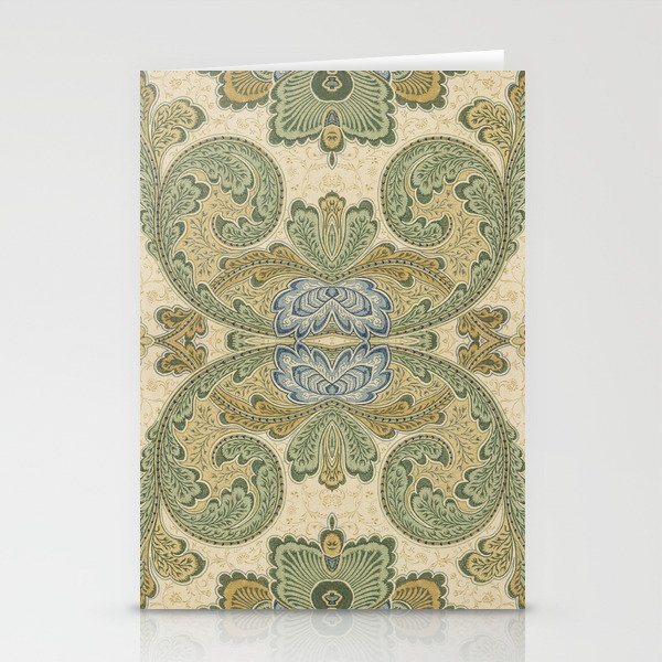 William Morris Tribute Pattern Beige Green Stationery Cards