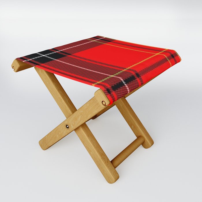 TARTAN, RED, YELLOW, WHITE, BLACK. Folding Stool