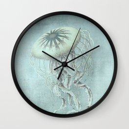 Jellyfish Underwater Aqua Turquoise Art Wall Clock