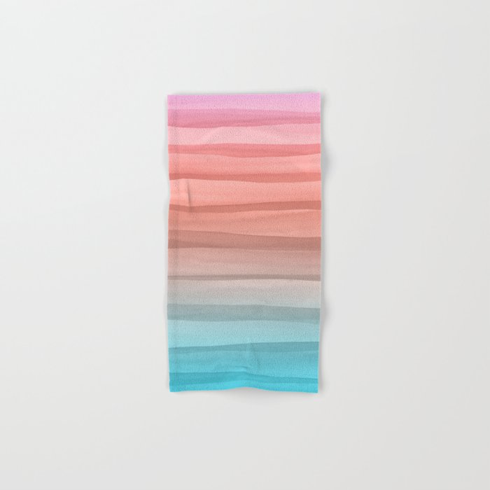 Colorful Watercolor Lines Pattern Hand & Bath Towel
