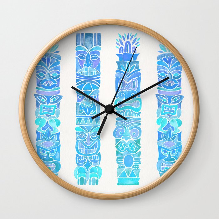 Tiki Totems – Turquoise Palette Wall Clock