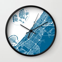 Dubai, UAE, City Map - Blue Wall Clock