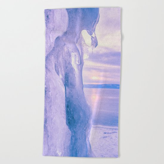 Ice cliff of Lake Baikal Beach Towel
