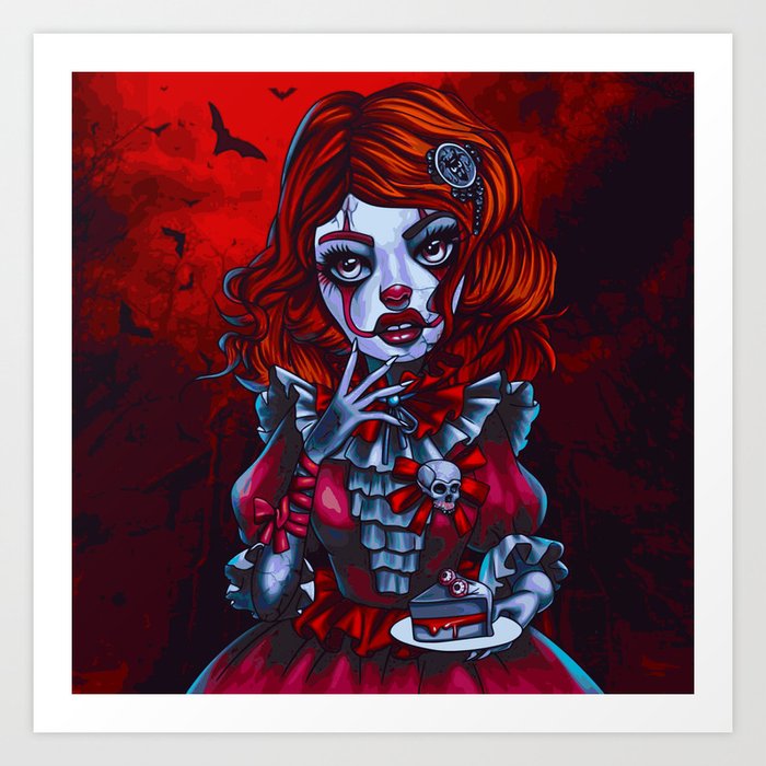 Creepy It Clown Girl (Painting) Art Print by THE ART OF MORRIGAN AUSTIN |  Society6