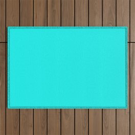 FLUORESCENT BLUE SOLID COLOR. PLain Glowing Turquoise Pattern  Outdoor Rug