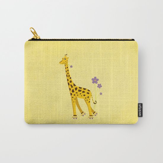 Yellow Funny Roller Skating Giraffe Carry-All Pouch