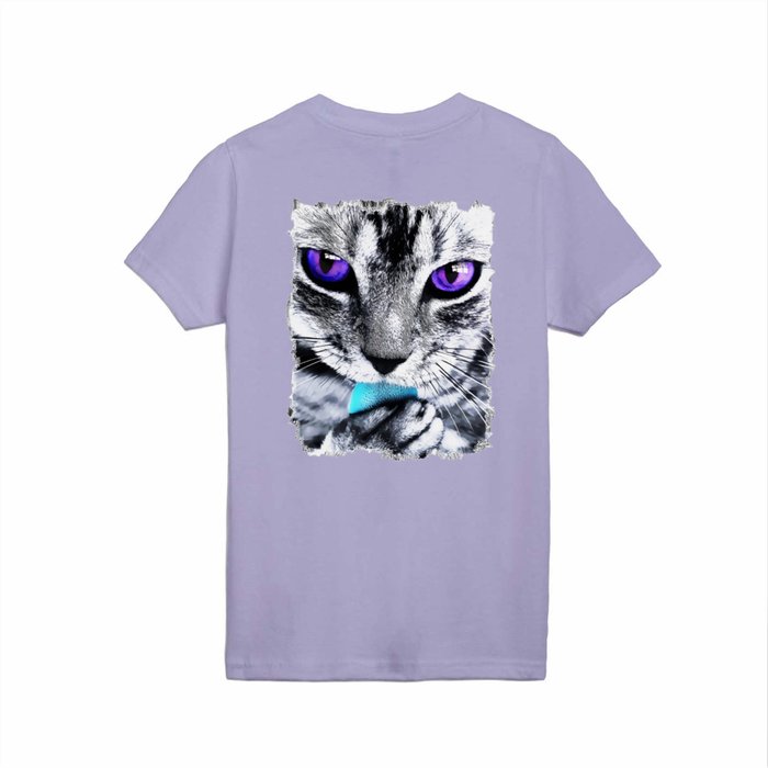 Purple eyes Cat Kids T Shirt