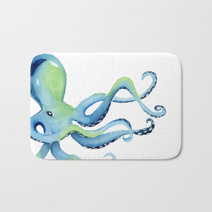 Watercolor Octopus Bath Mat