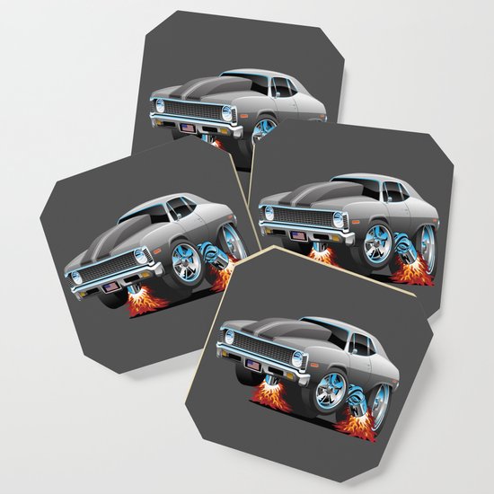 Classic American Muscle Car Hot Rod Cartoon Coaster By Hobrath