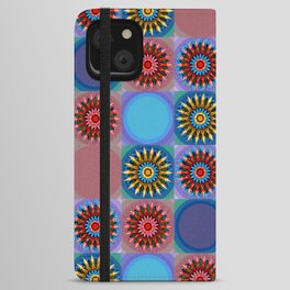 Colorful Mandala Grids - Vibrant Blues iPhone Wallet Case