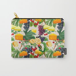Cheese, fruits, vine leaves ,cherries ,grapes pattern  Carry-All Pouch | Colourful, Grapes, Flowers, Countryside, Vibrant, Vineyards, Cherries, Cheese, Vineleaves, Homedecor 