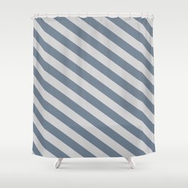 [ Thumbnail: Slate Gray and Light Gray Colored Stripes Pattern Shower Curtain ]