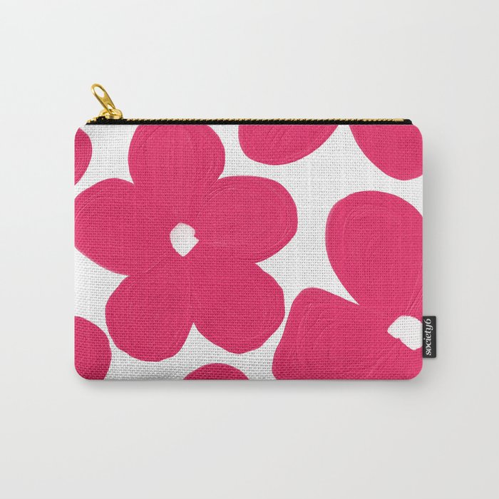 Bold Pink Flowers (Hand Painted) Carry-All Pouch