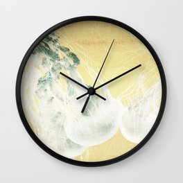 Cin Wall Clock | Watercolor, Aniamal, Yellow, Ink, Mixedmedia, White, Nordicwonderland, Acrylic, Blue, Figurative 