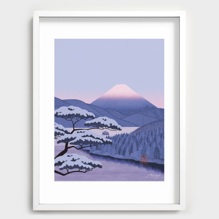 Mount Fuji Covered in Snow (2021) Recessed Framed Print