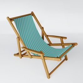 [ Thumbnail: Light Sea Green & Dark Gray Colored Lines/Stripes Pattern Sling Chair ]
