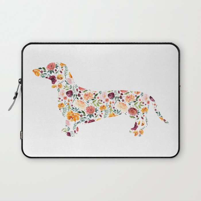 Dachshund - Watercolor/Floral Laptop Sleeve