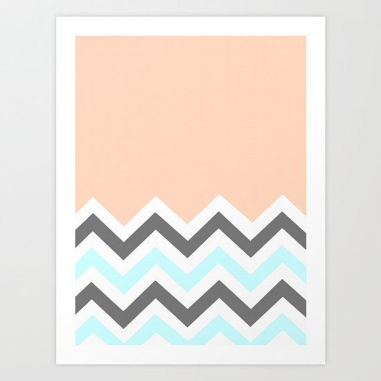 Color Blocked Chevron 11 Art Print