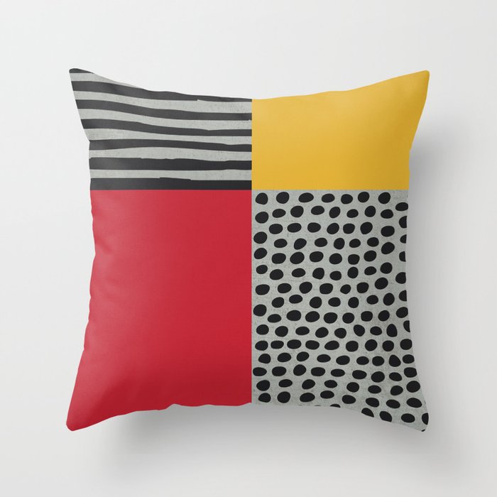 Earth Tone, Red Orange Pattern, Scandinavian Design Throw Pillow