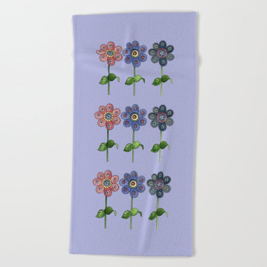 Flower Row Beach Towel