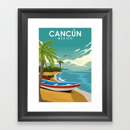 Cancun Mexico Travel Poster Framed Art Print