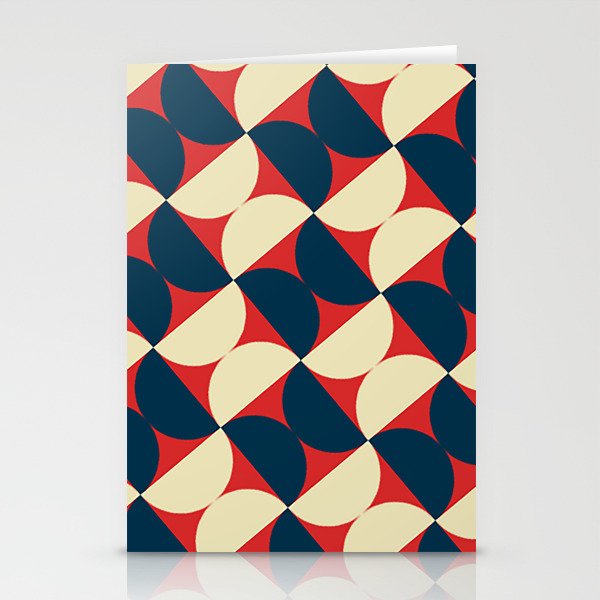 Retro Navy Blue and Rust Orange Geometric Pattern Mid Century Abstract Pattern Vintage Blue And Orange Pattern  Stationery Cards