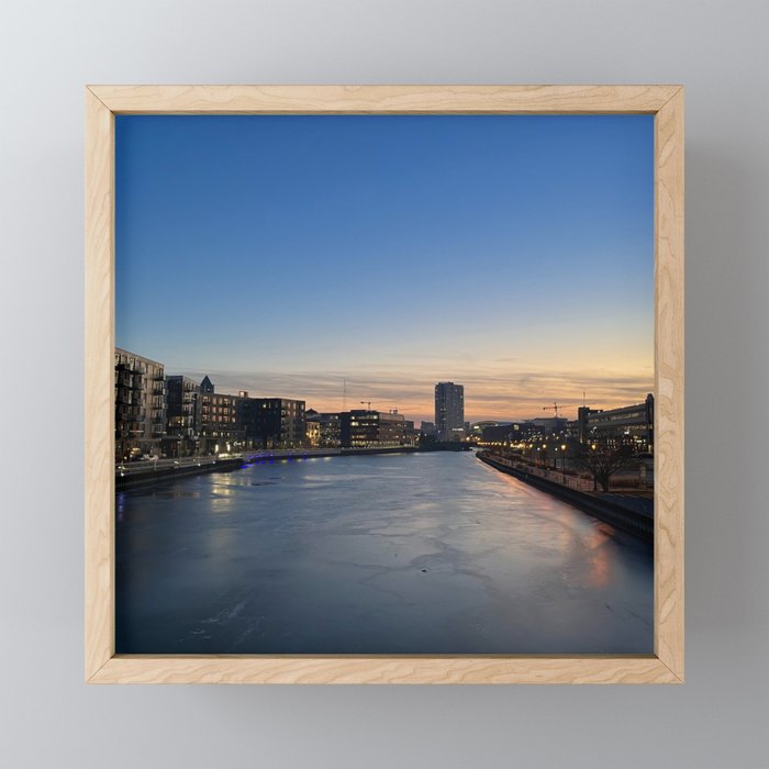 Milwaukee River at Sunset Framed Mini Art Print