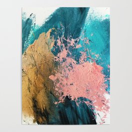 Coral Reef [1]: colorful abstract in blue, teal, gold, and pink Poster
