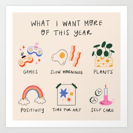 New Year Art Print | Art, Games, Rainbow, Plants, Drawing, Typography, Graphicdesign, Newyear, Healthy, Pop Art 