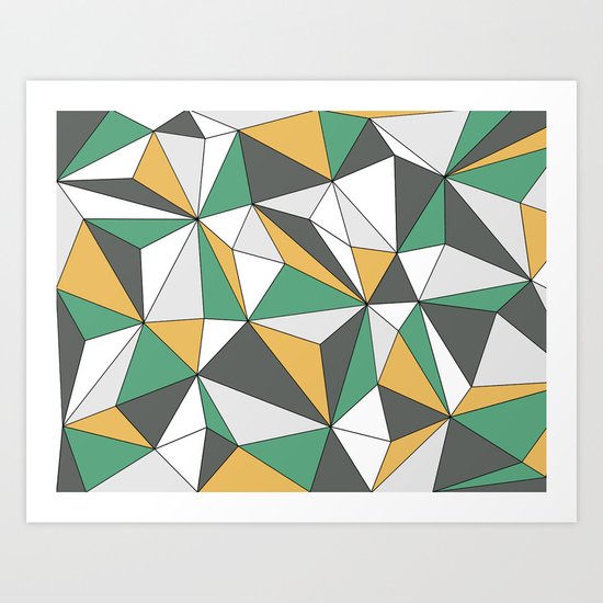 Geo - orange, green, gray and white. Art Print