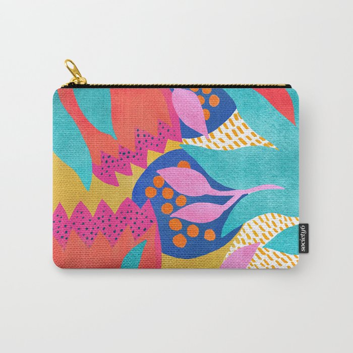 Bold Flowers on Yellow Carry-All Pouch