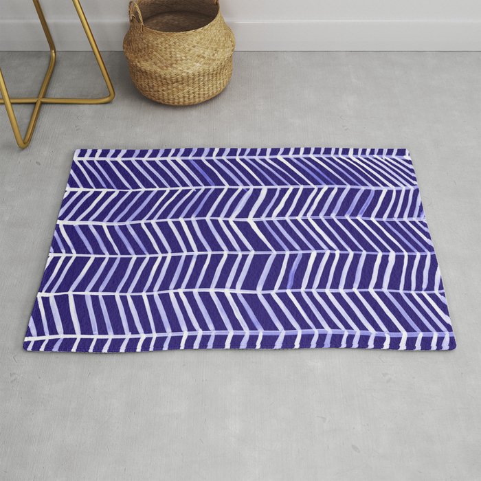 Herringbone Navy & White Rug by Cat Coquillette Society6