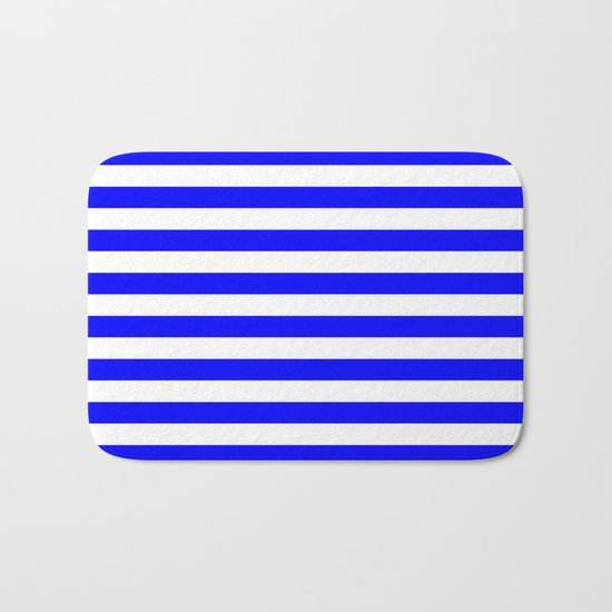 Horizontal Stripes (Blue/White) Bath Mat