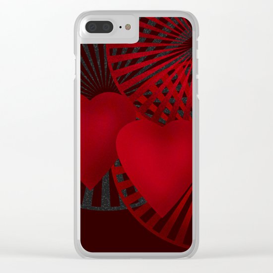Love. The loving hearts .Black background . Clear iPhone Case