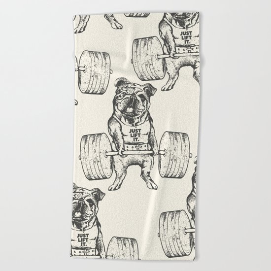 English Bulldog Lift Beach Towel