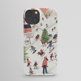 Skiing in snow mountains iPhone Case | Wintersport, Holiday, Mountain, Winter, Skiing, Landscape, Xmas, Retro, Pink, Snow 