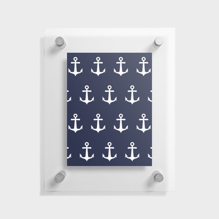 Nautical Navy Blue and White Anchors Floating Acrylic Print