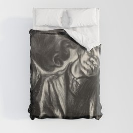 African American Masterpiece 'I have a dream' Harlem Subway Scene landscape graphite portrait by Nan Lurie Duvet Cover