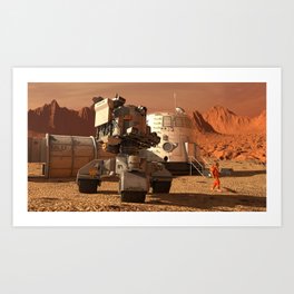 Mars colony. Expedition on alien planet. Life on Mars Art Print